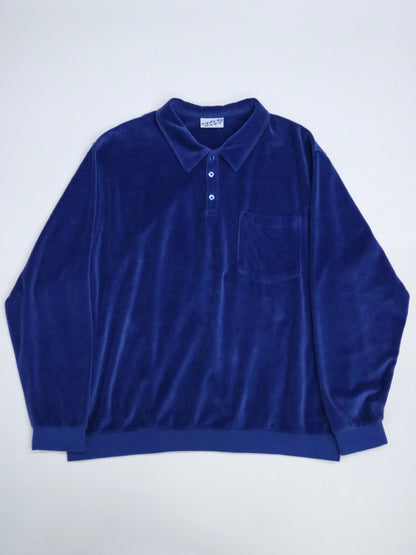 90's "IRVINE PARK" Blue Velour L/S Polo