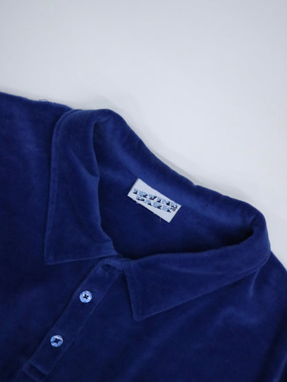 90's "IRVINE PARK" Blue Velour L/S Polo