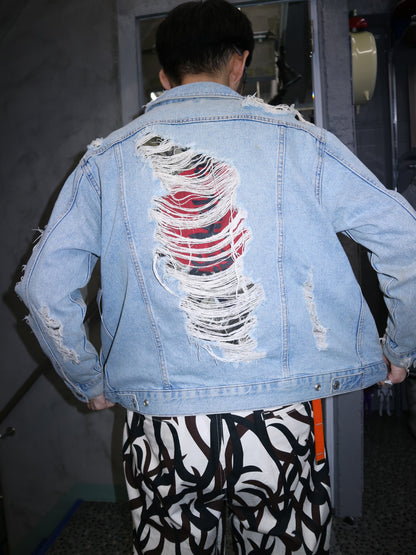 TOP SHOP Distressed Effect Denim Jacket